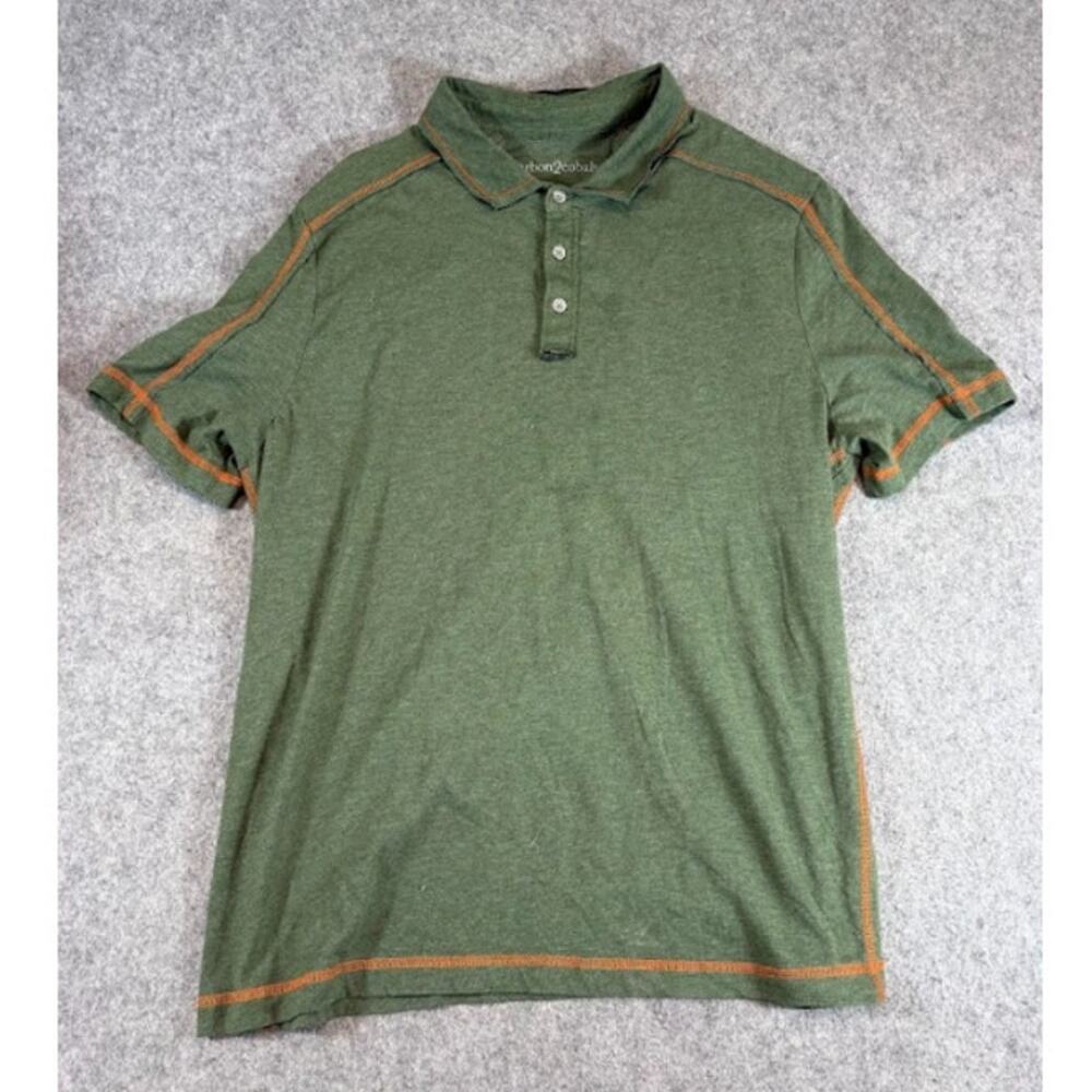 Carbon Cobalt Polo Shirt Mens Large Green Organic Cotton Sportswear Golf Casual